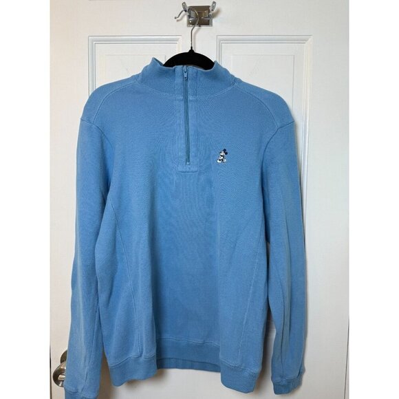 Disney Parks Mickey Mouse Men's Light Blue 1/4 Zip Pullover Size Small - Picture 4 of 8
